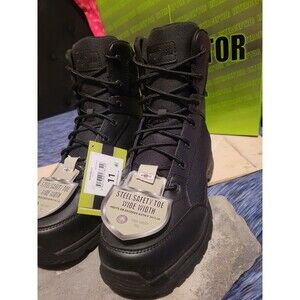 Interceptor Force 8" Tactical Work Boots Black Leather Steel Toe Men's Size 11